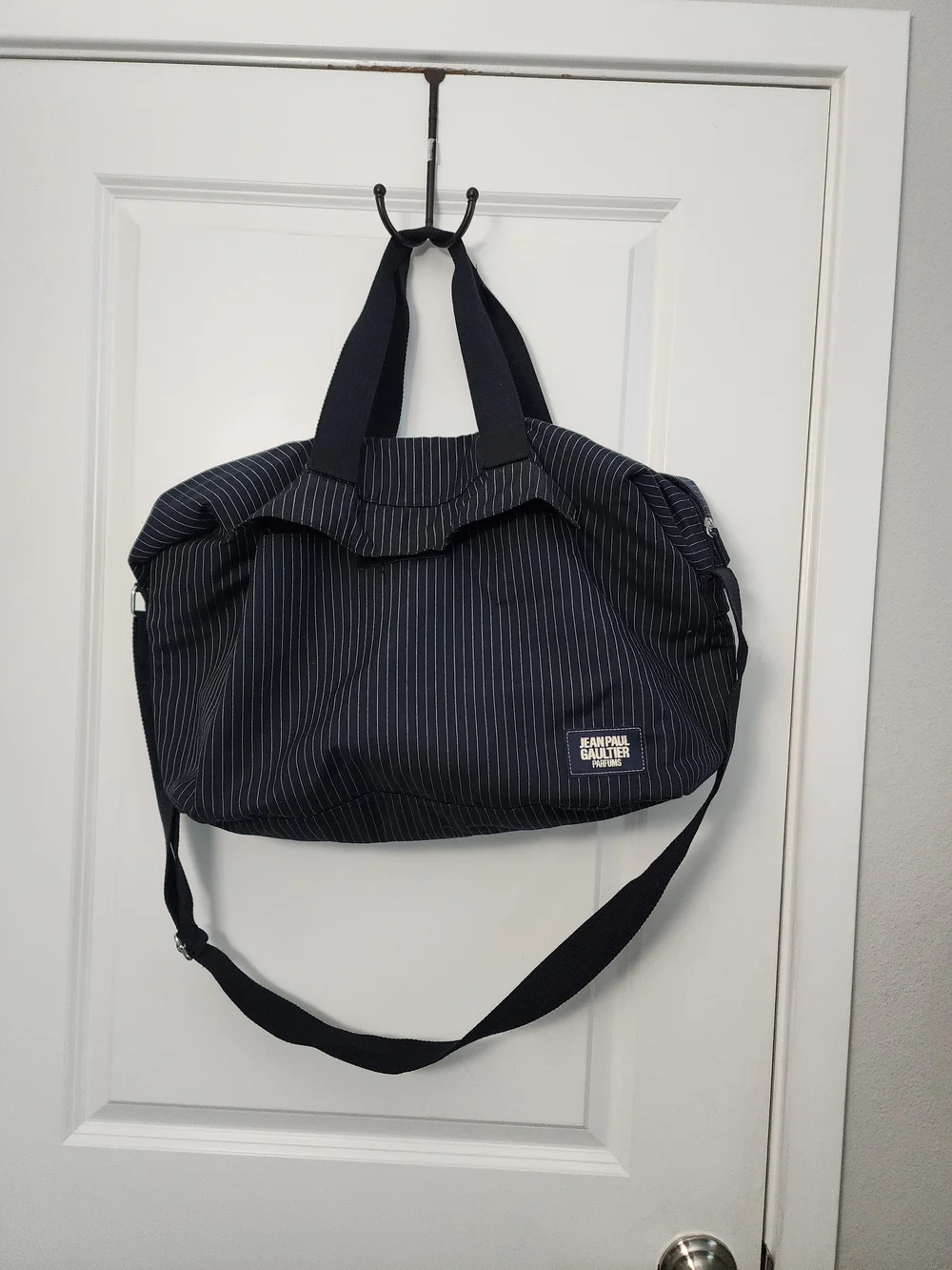 Jean Paul Gaultier Perfumm Black Pinstripe Duffel Bag